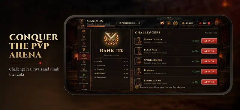 Arena of Exiles ekran görüntüsü: PvP arenayı fethet
