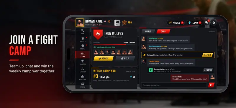 Cage Dynasty ekran görüntüsü: Bir dövüş kampına katıl