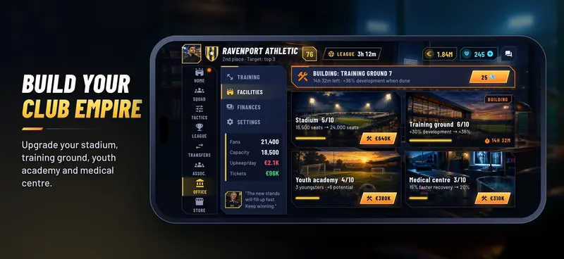 Club Dynasty ekran görüntüsü: Kulüp imparatorluğunu kur