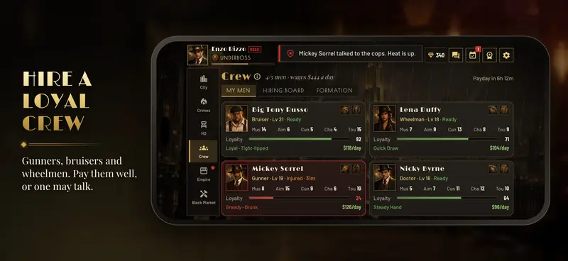 Mob Dynasty ekran görüntüsü: Sadık bir ekip kur